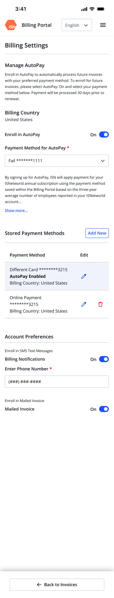 Account settings — state 4